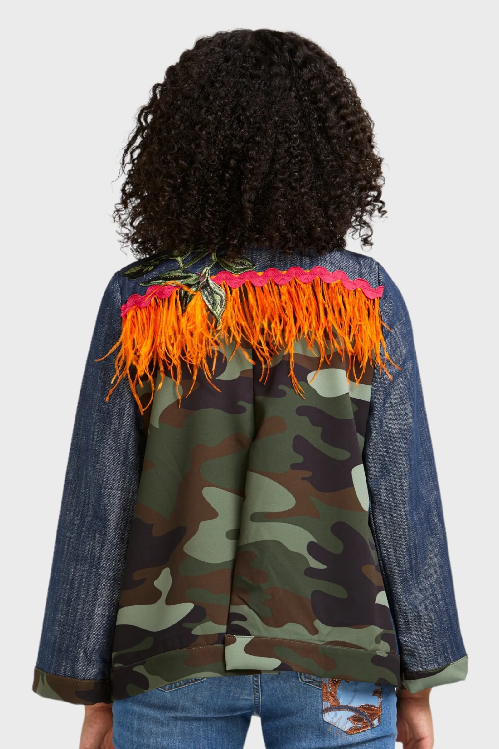 Giana Appliquéd Embellished Denim Jacket