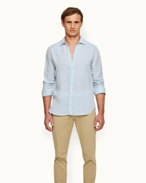 GILES LINEN SHIRT - PALE BLUE/WHITE
