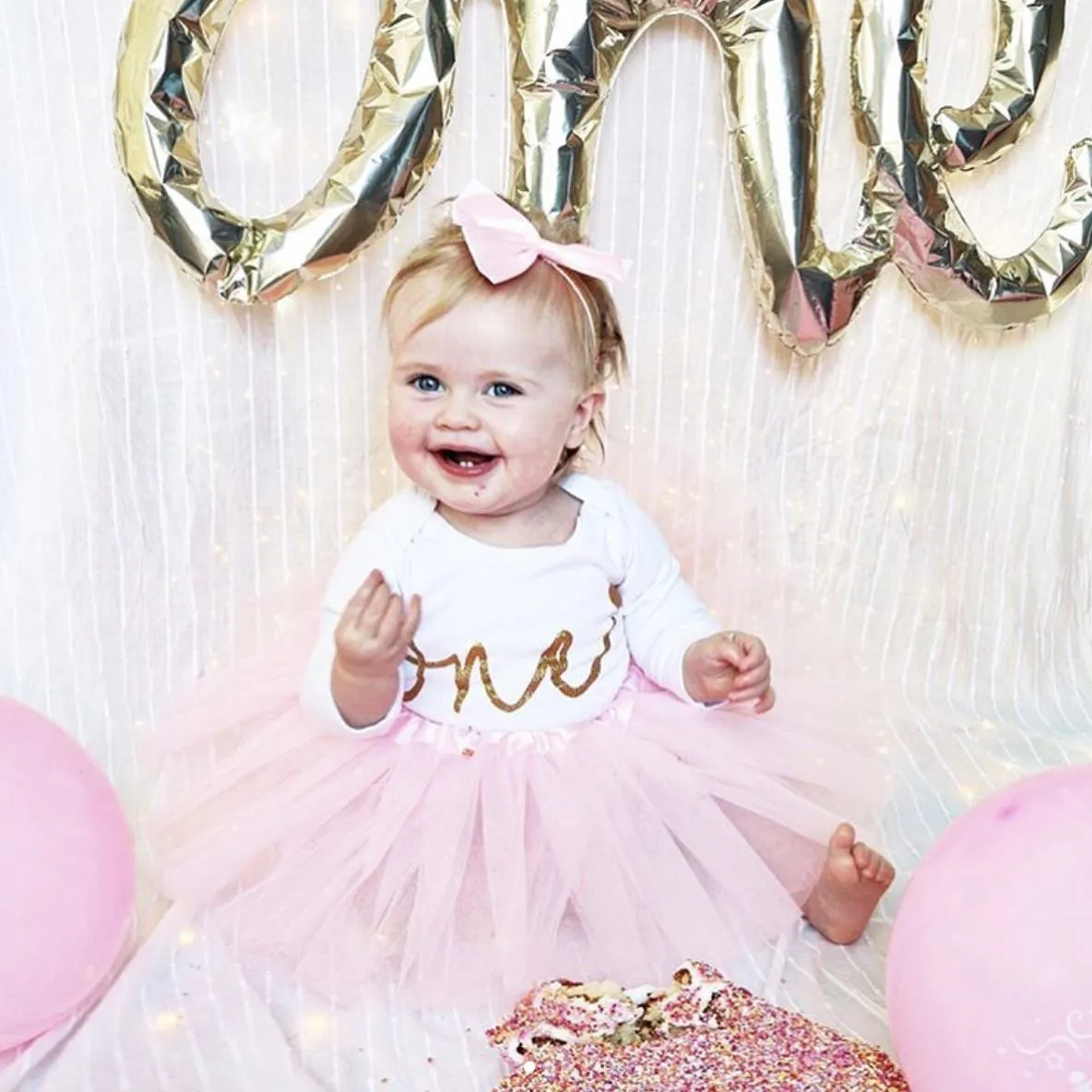 Girls Pink 1st Birthday 'One' Outfit
