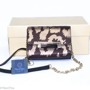 Gold Animal Print with Gold Hardware & Chain (Diane Von Furstenberg) Dvf