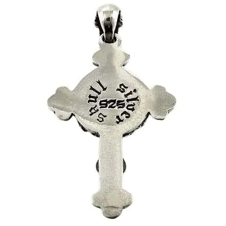 Gold Stack Cross Skull Sterling Silver Gothic Pendant