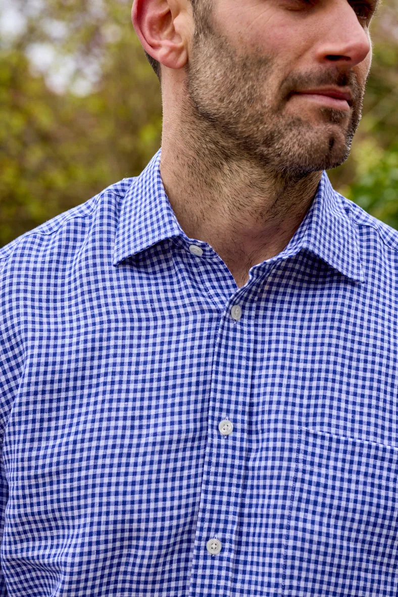 Gun Hill Mens Abbey Linen shirt - Navy check