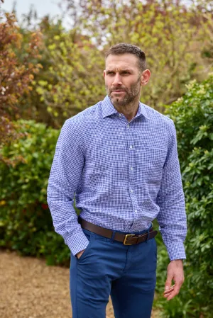 Gun Hill Mens Abbey Linen shirt - Navy check