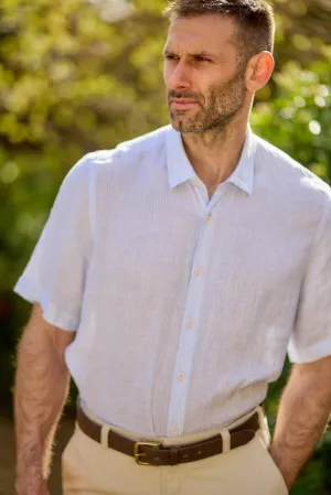 Gun Hill Mens Bandol Short Sleeve Shirt - Light Blue stripe