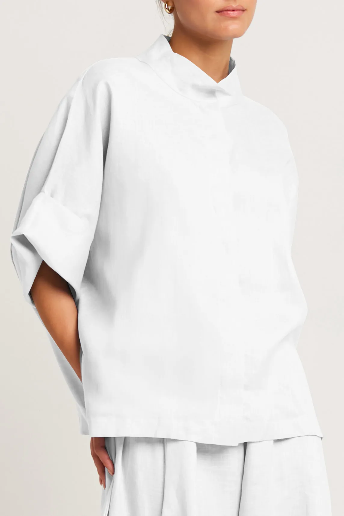 Handkerchief Linen Mandarin Shirt