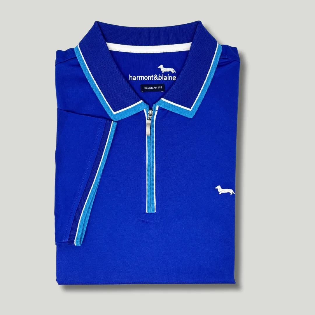 Harmont & Blaine Zip Polo - Blue