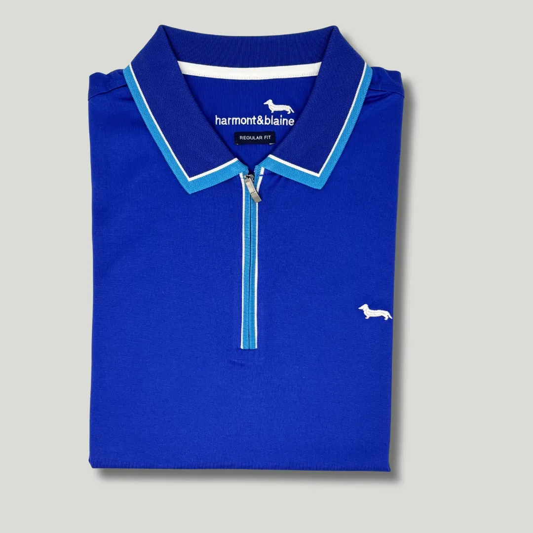 Harmont & Blaine Zip Polo - Blue
