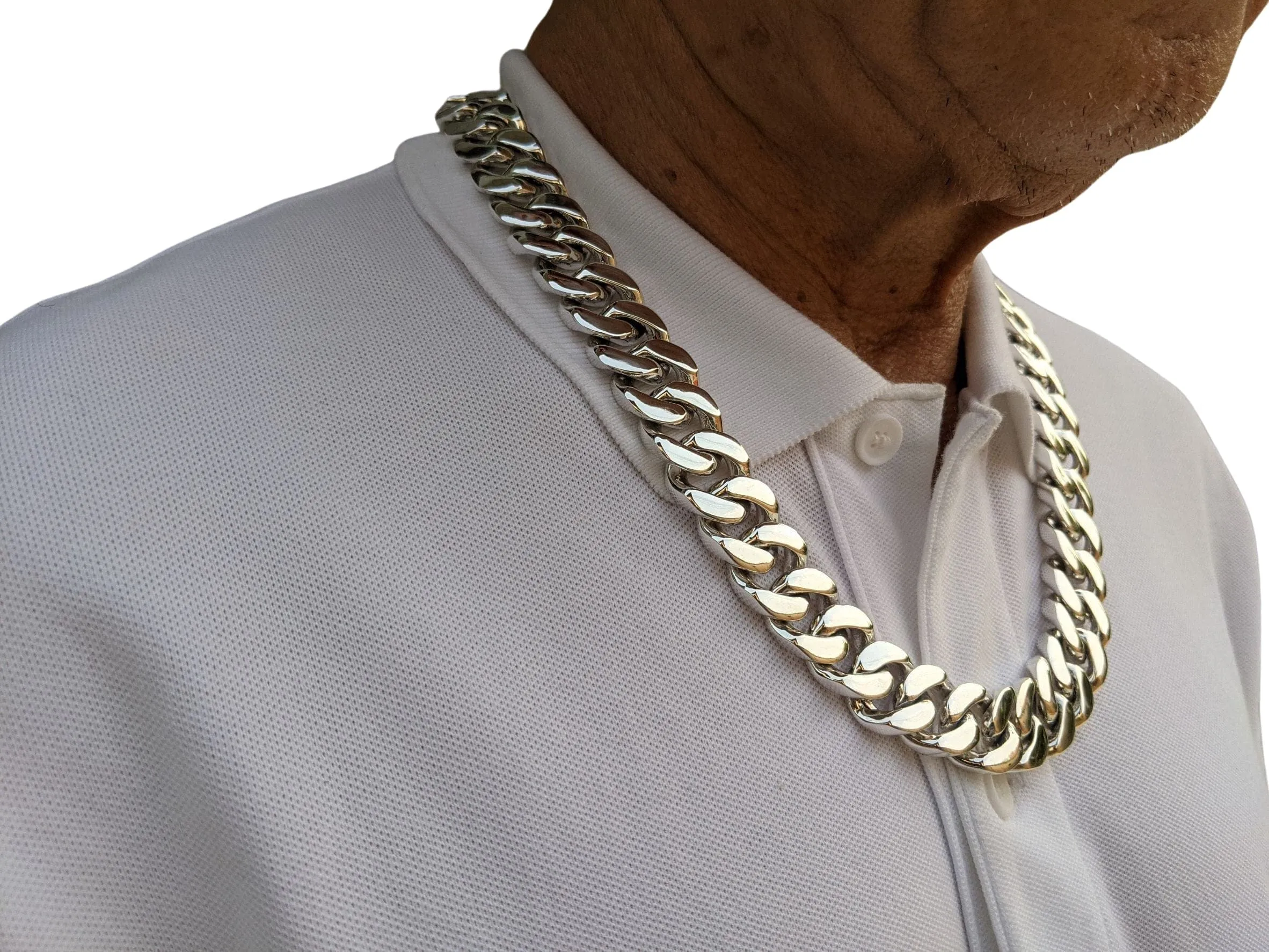 Heavy Cuban Link Chain 925 Sterling Silver Men's Necklace