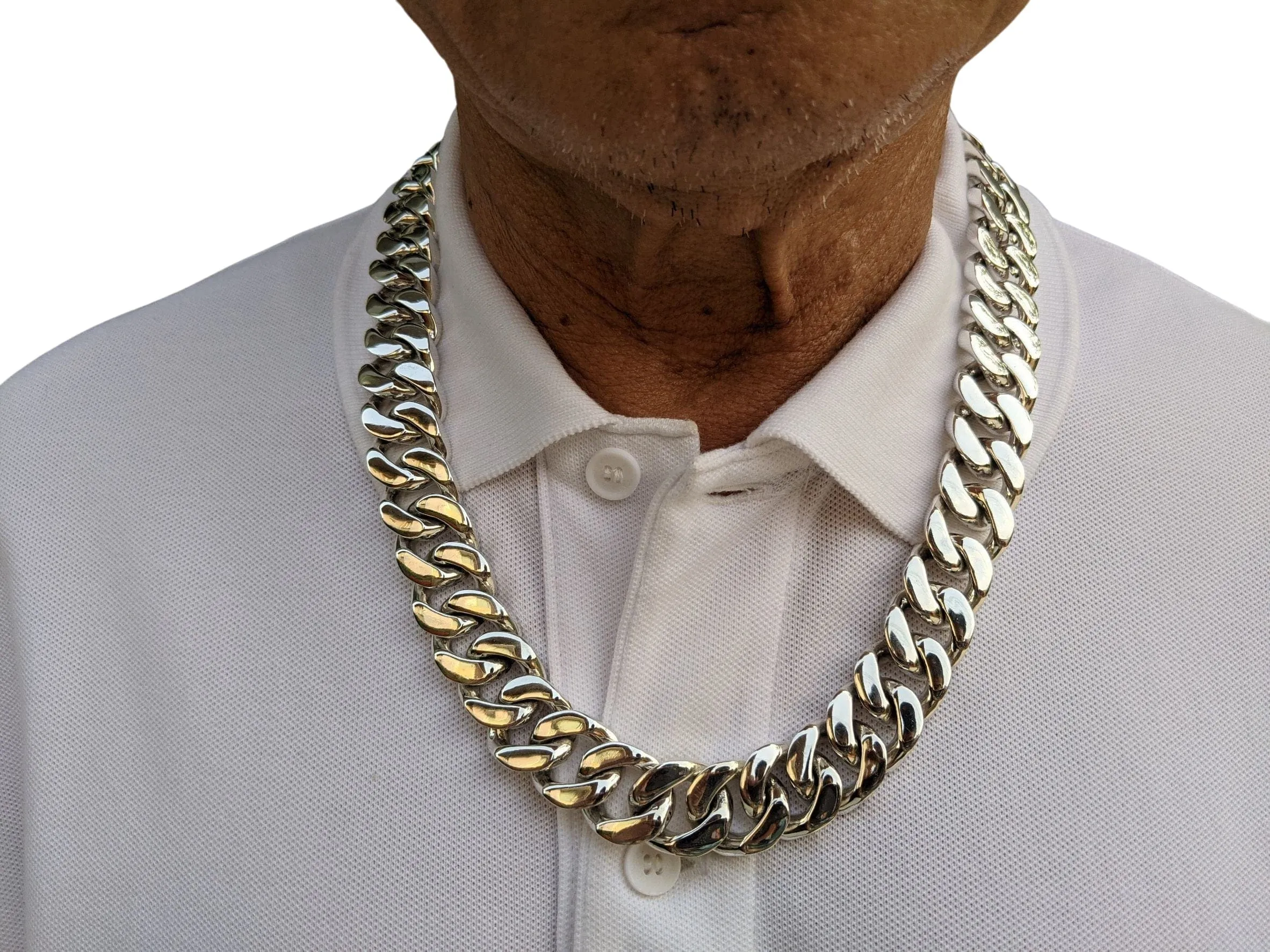 Heavy Cuban Link Chain 925 Sterling Silver Men's Necklace