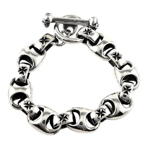 Iron Cross 925 Sterling Silver Biker Men's Bracelet