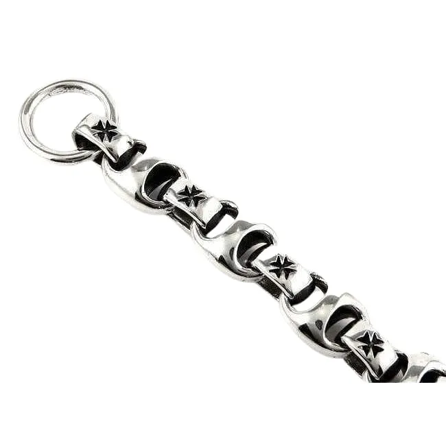 Iron Cross 925 Sterling Silver Biker Men's Bracelet