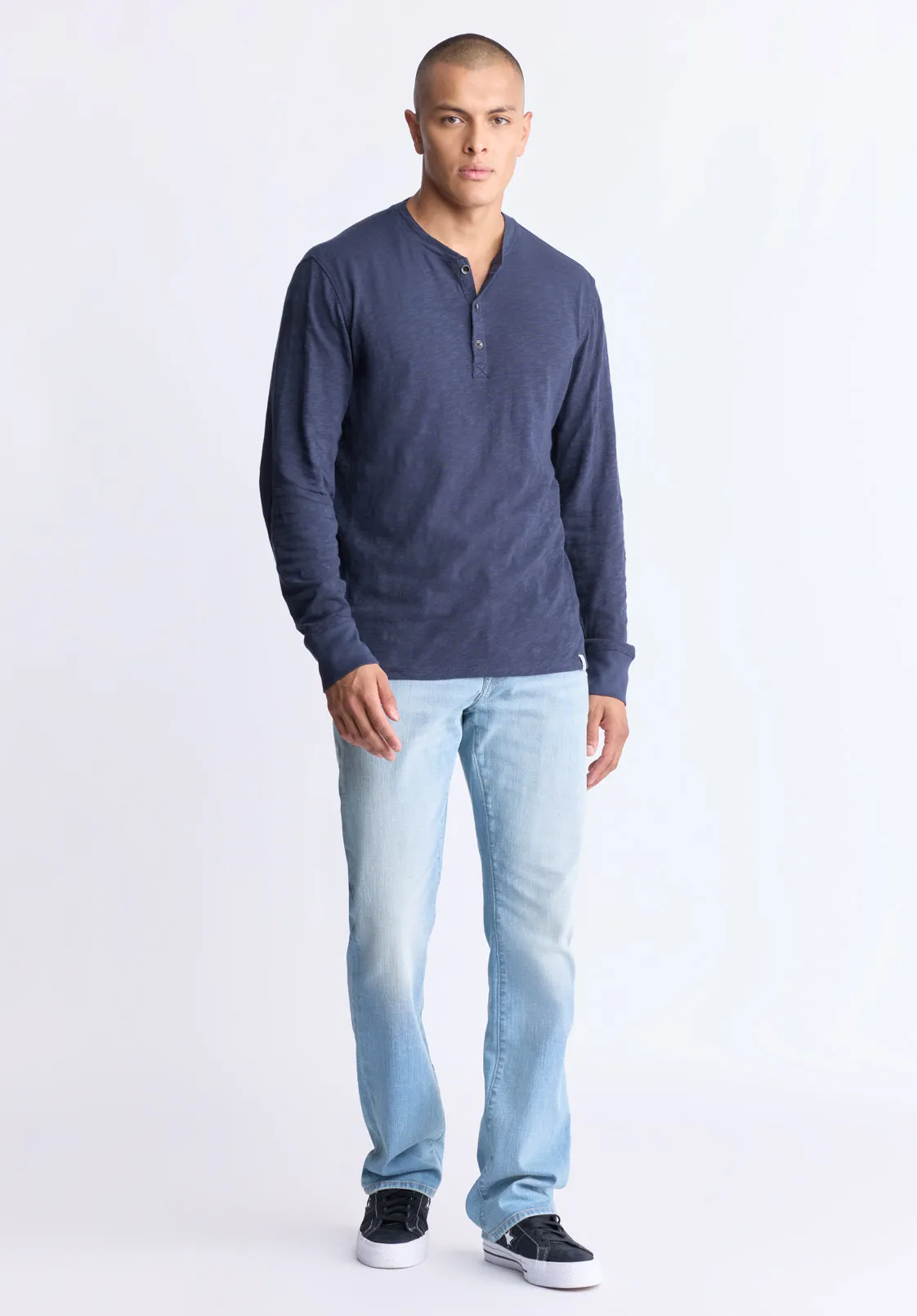 Kandid Men's Long-Sleeve Henley Top, Midnight Blue - BM24522