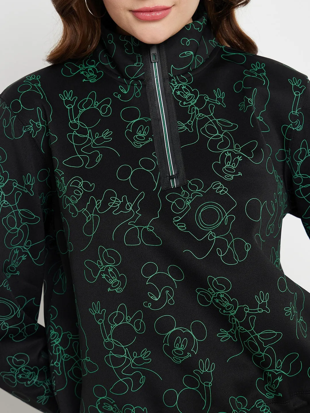 Madamexdisney Printed Sweatshirt With Jogger Black Co-Ord Set