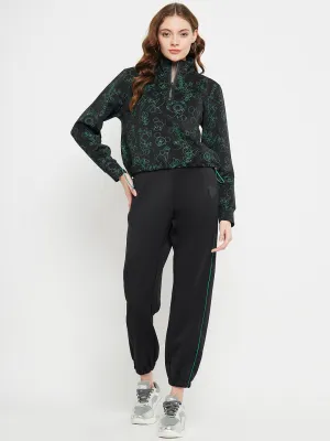 Madamexdisney Printed Sweatshirt With Jogger Black Co-Ord Set