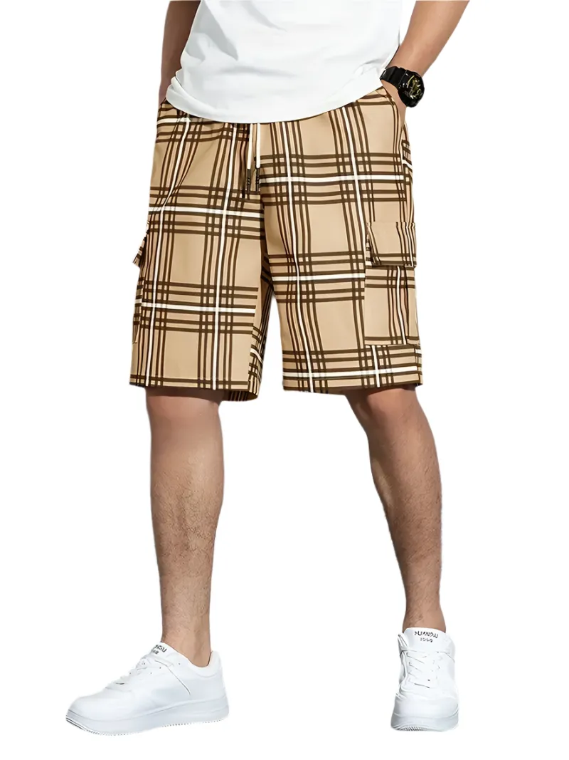 Marco – Casual Checked Men’s Shorts with Drawstring & Side Pockets