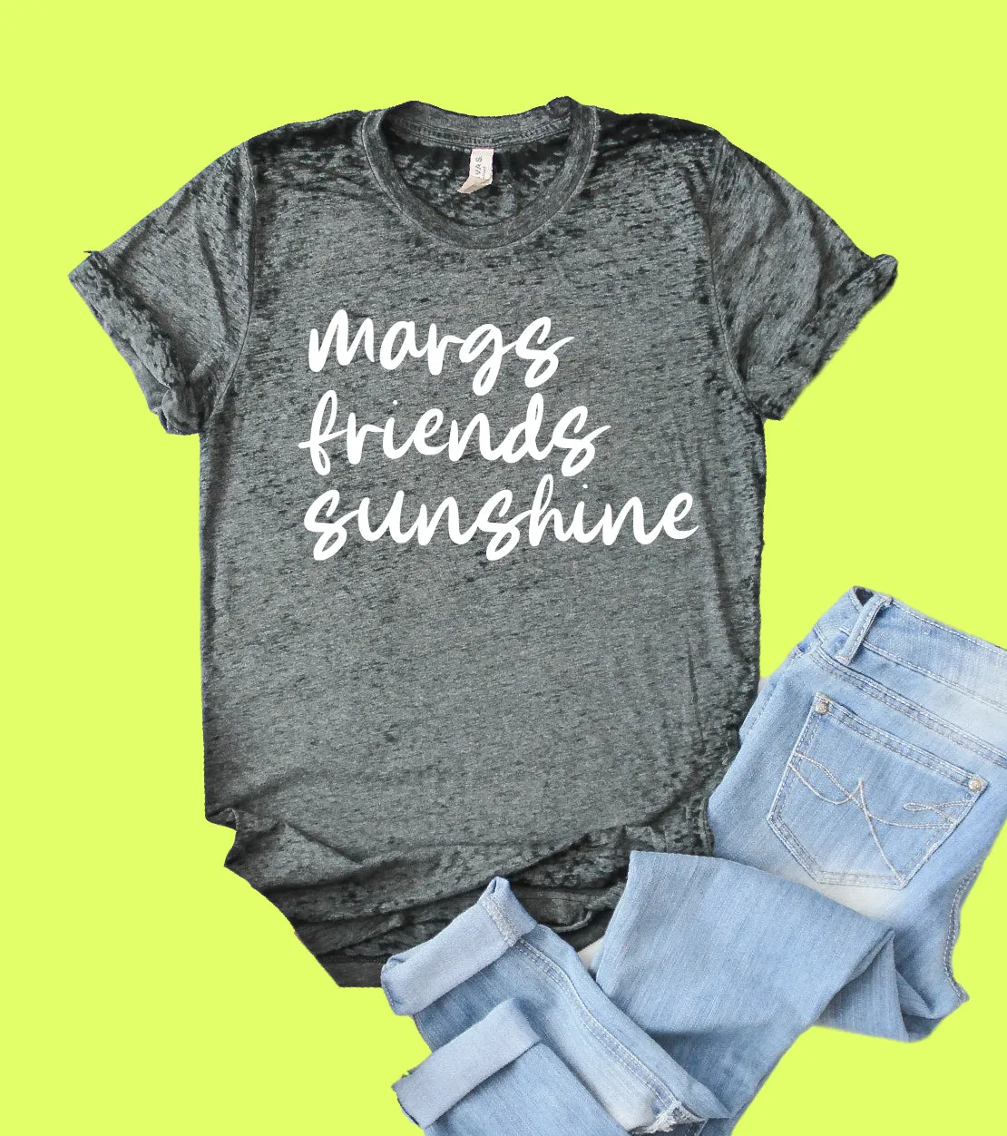 Margs Friends Sunshine Shirt | Acid Wash T Shirt | Unisex Crew
