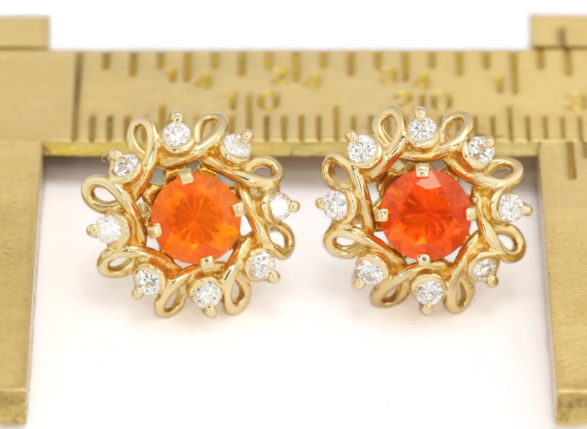 Maya - Mexican Fire Opals with Diamond Earring Jackets