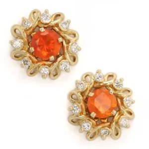 Maya - Mexican Fire Opals with Diamond Earring Jackets