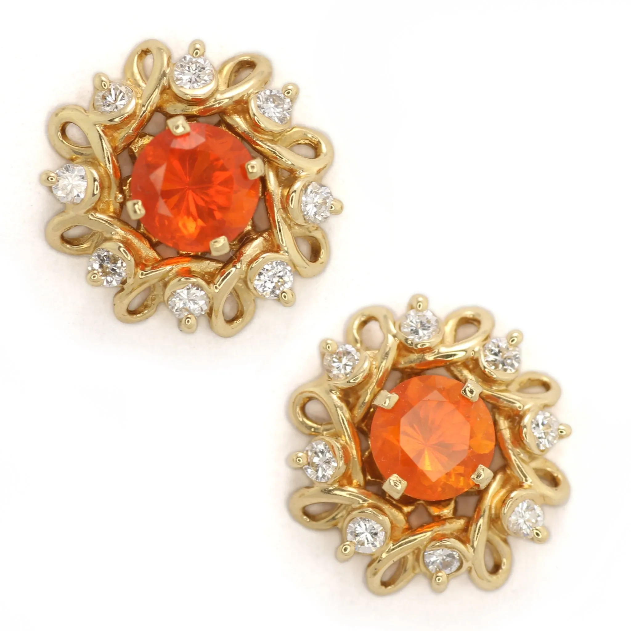 Maya - Mexican Fire Opals with Diamond Earring Jackets