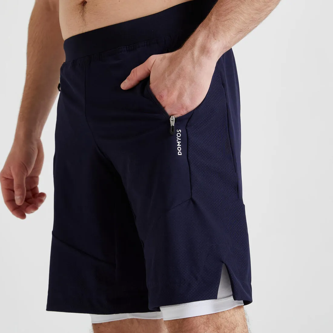 Men's 2-In1 Fitness Cardio Training Shorts 500 - Navy Blue