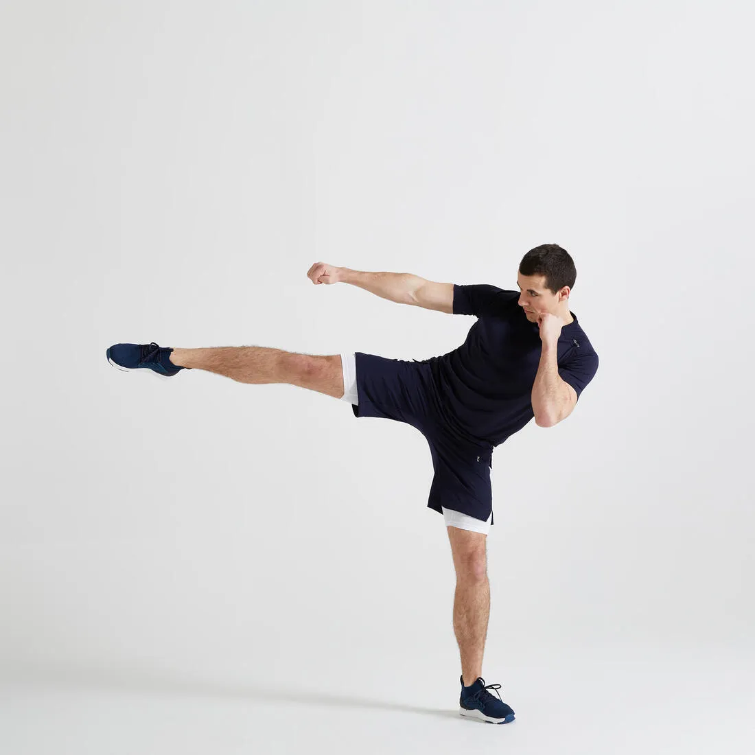 Men's 2-In1 Fitness Cardio Training Shorts 500 - Navy Blue