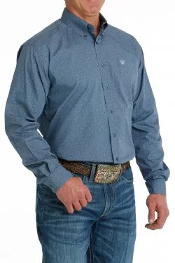 Men's Cinch GEOMETRIC PRINT BUTTON-DOWN WESTERN SHIRT - BLUE