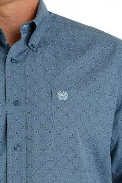 Men's Cinch GEOMETRIC PRINT BUTTON-DOWN WESTERN SHIRT - BLUE