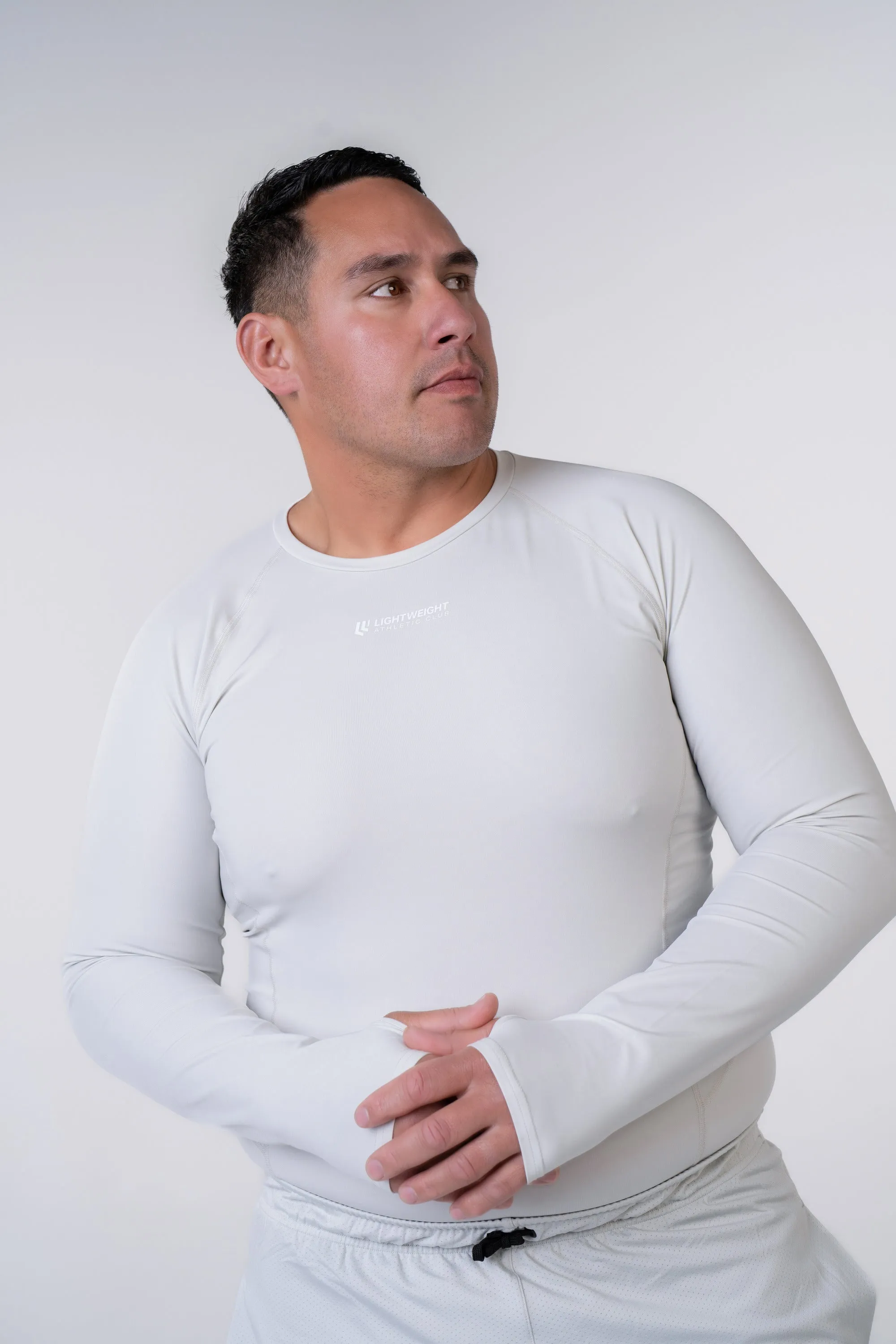 Men's Compression Long Sleeve Shirt - Poppy Seed Grey