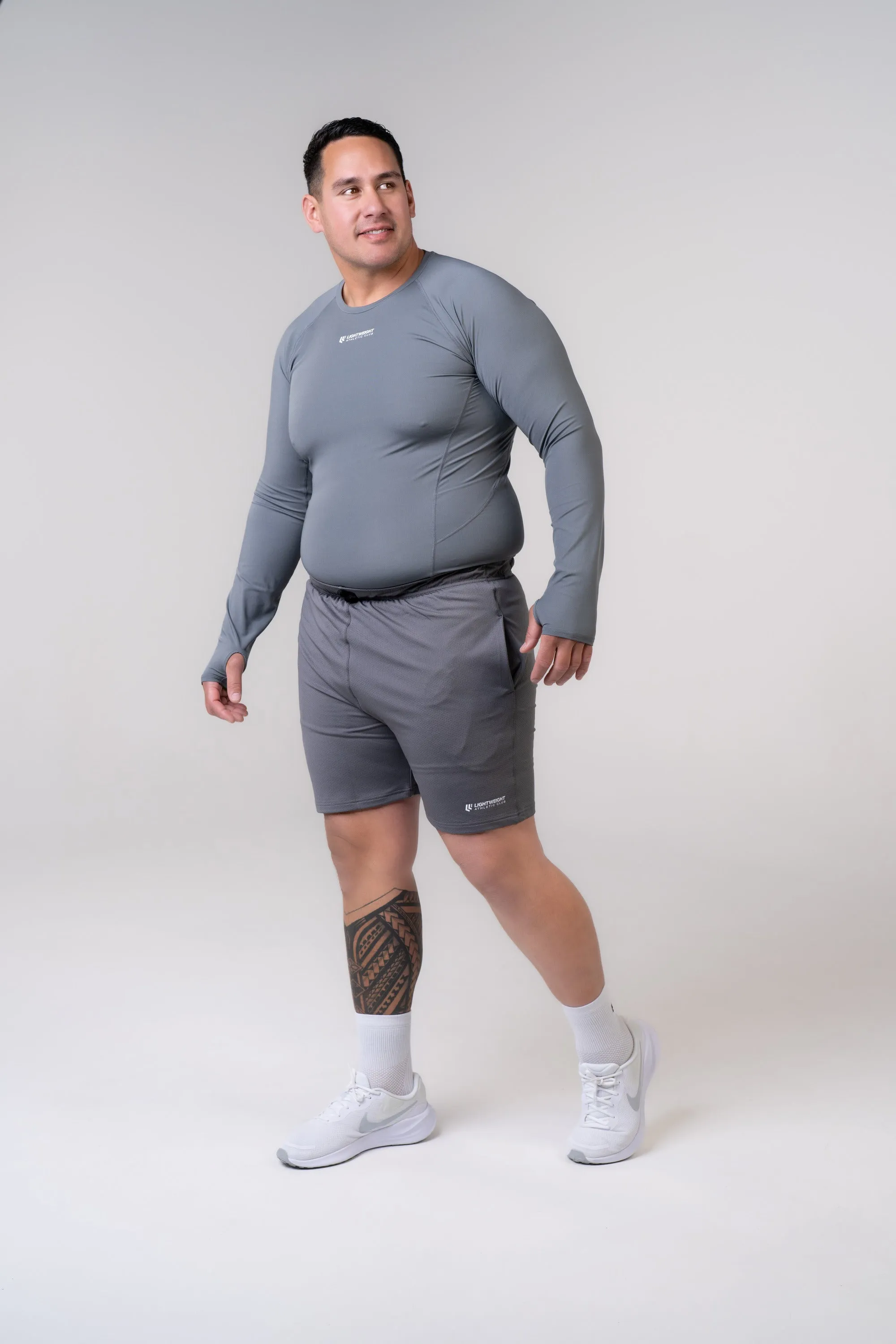 Men's Compression Long Sleeve Shirt - Poppy Seed Grey