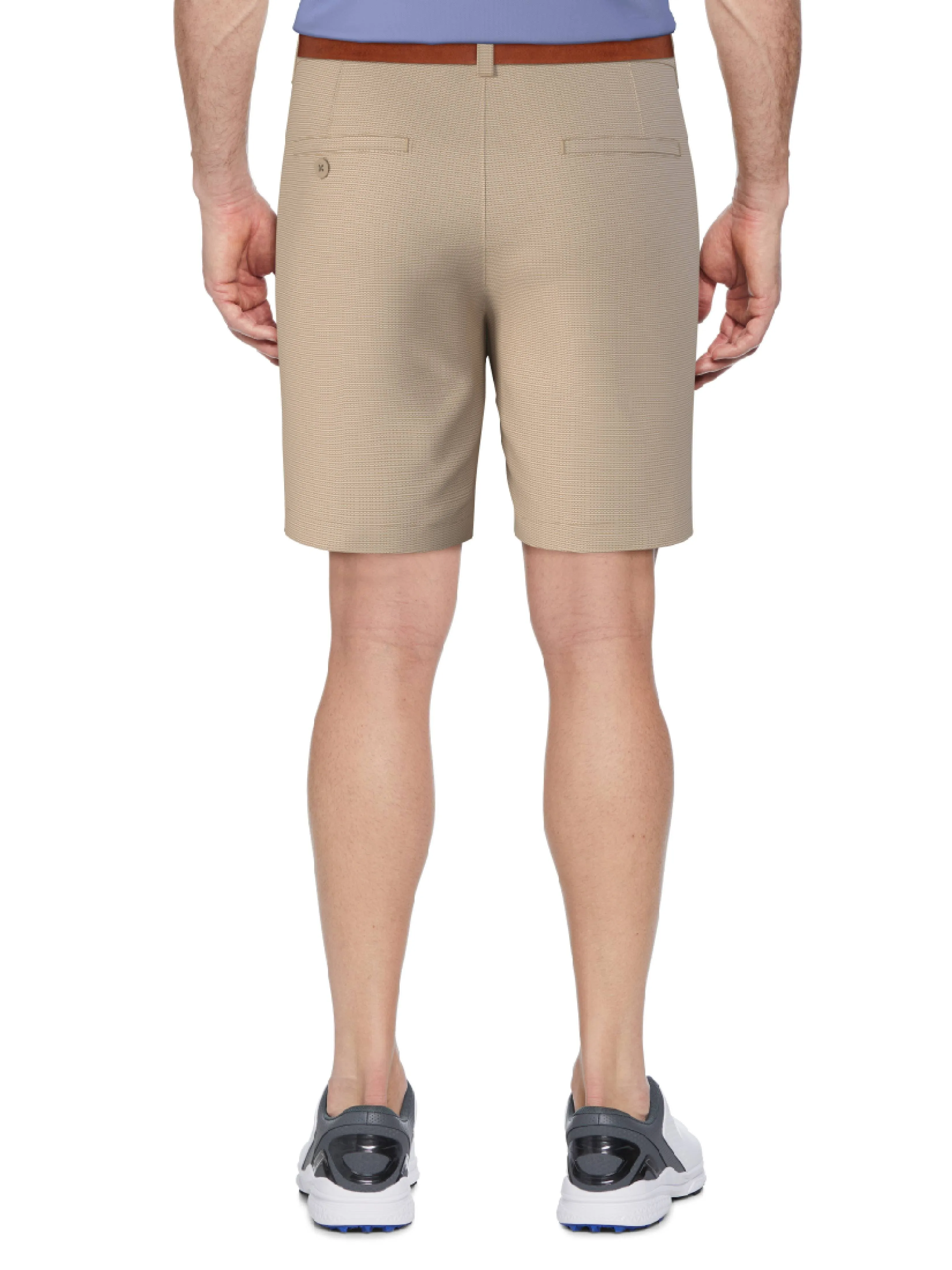 Men's Flat Front Active Waistband Horizontal Golf Print Short