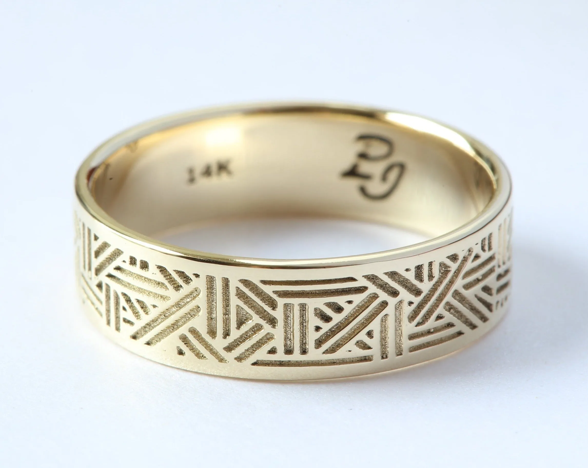 Men's Geometric Lines Wedding Ring