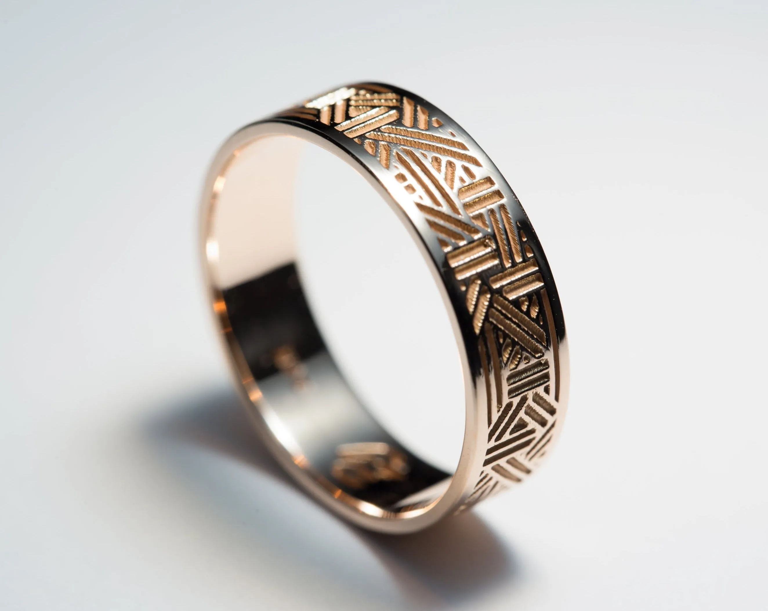 Men's Geometric Lines Wedding Ring