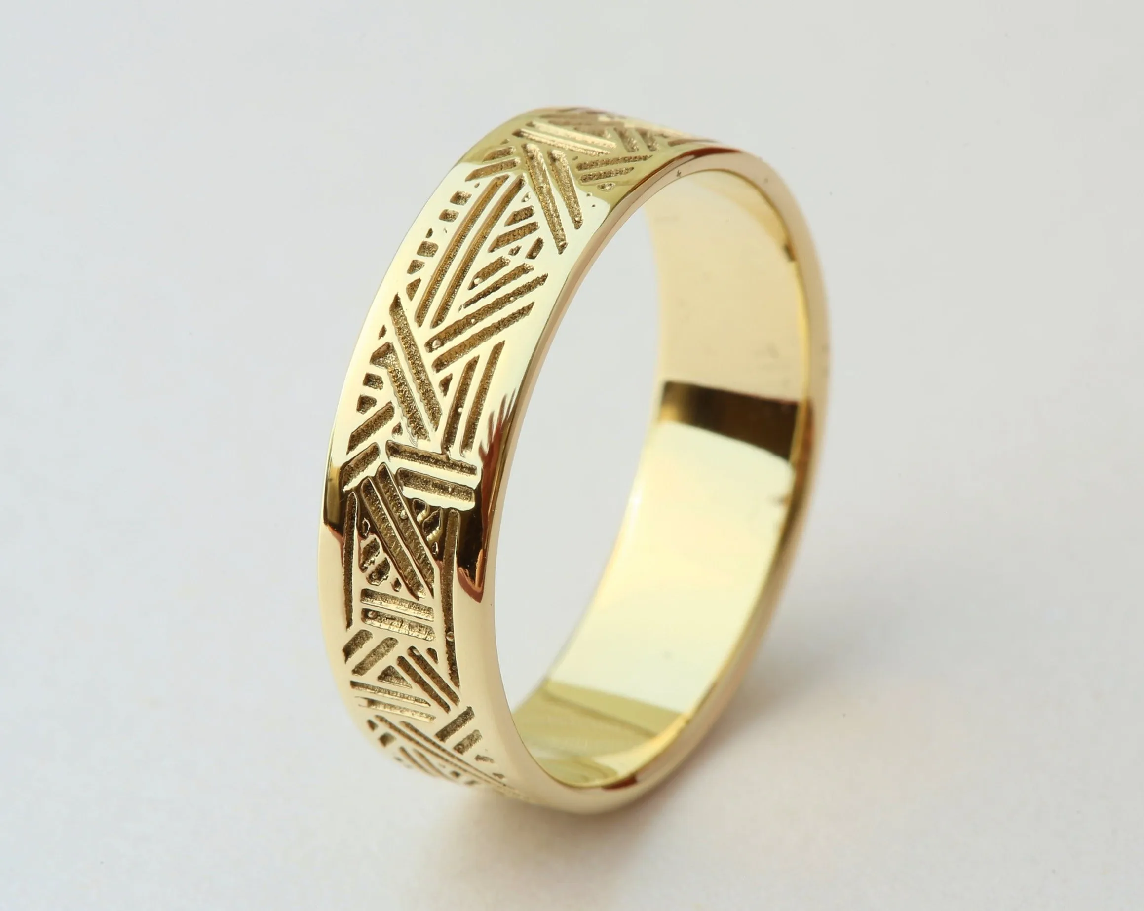Men's Geometric Lines Wedding Ring
