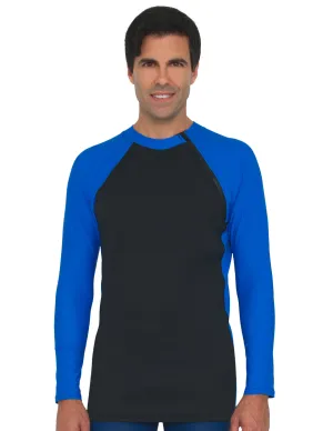 Men's  Hybrid Thermal Zip Rash Guard - Black / Royal