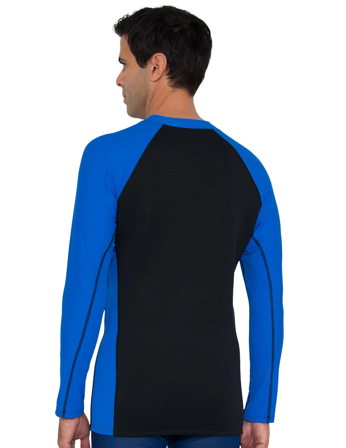 Men's  Hybrid Thermal Zip Rash Guard - Black / Royal