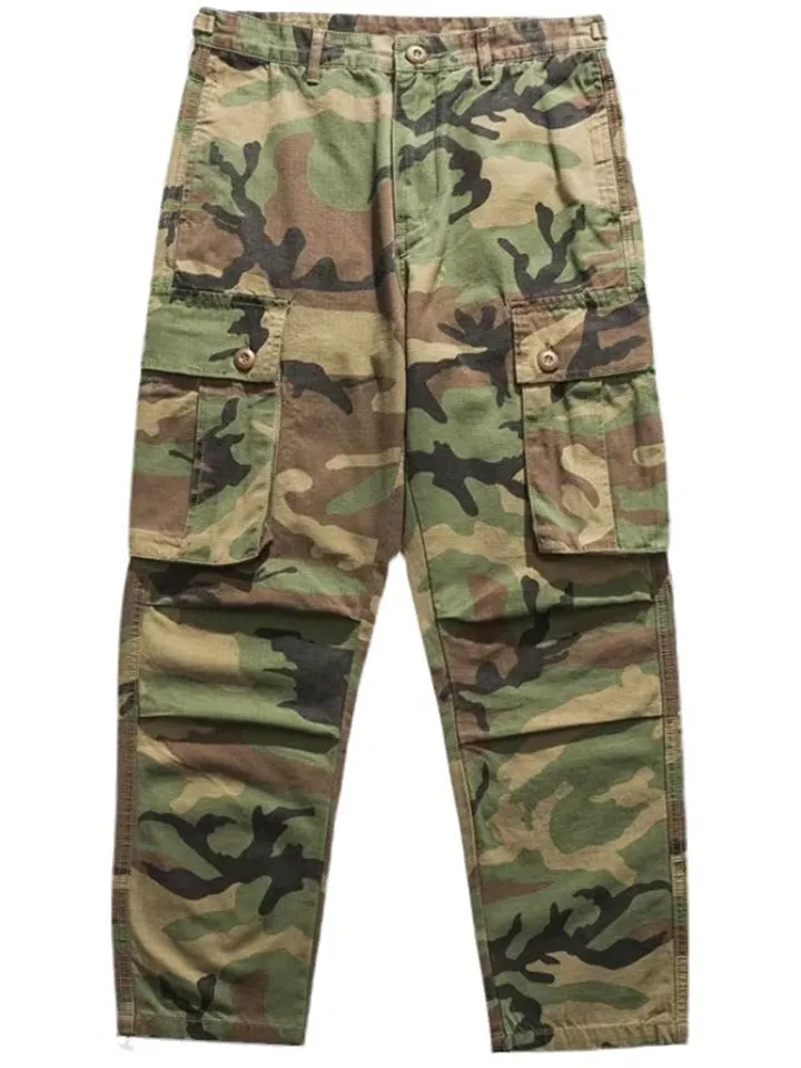 Men's Oversized Camouflage Tactical Pants with Patch Pocket