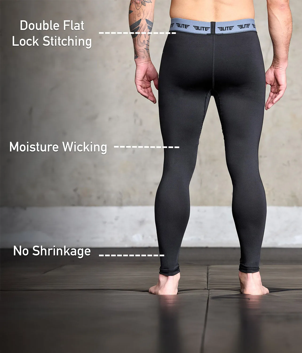 Men's Plain Black Compression Boxing Spat Pants