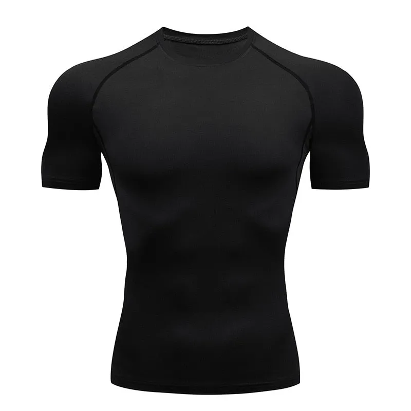 Men's Sports Quick Dry Tshirt Anime Elements Compression Gym Tshirts Workout Fitness Undershirts Tops Tight Elastic Sportswear