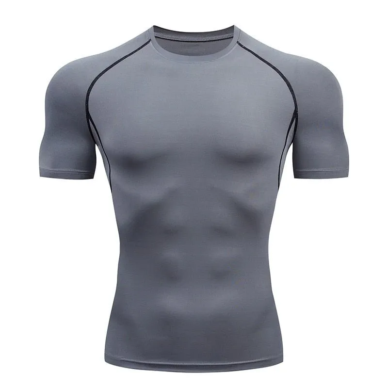 Men's Sports Quick Dry Tshirt Anime Elements Compression Gym Tshirts Workout Fitness Undershirts Tops Tight Elastic Sportswear
