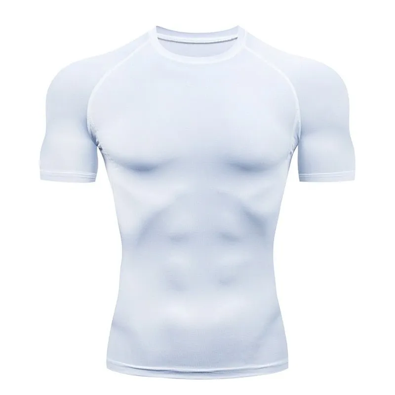 Men's Sports Quick Dry Tshirt Anime Elements Compression Gym Tshirts Workout Fitness Undershirts Tops Tight Elastic Sportswear