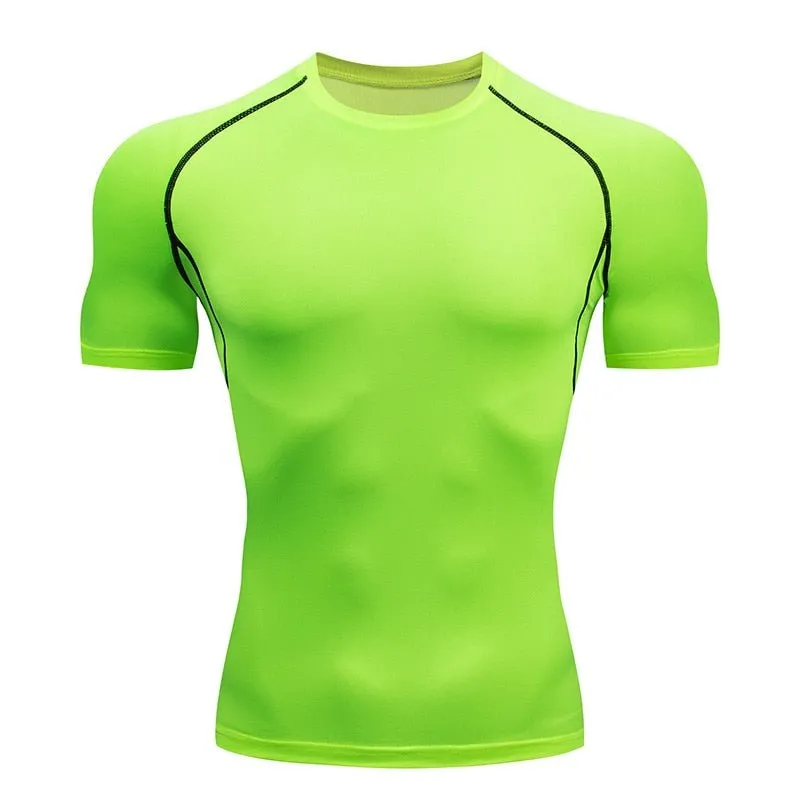 Men's Sports Quick Dry Tshirt Anime Elements Compression Gym Tshirts Workout Fitness Undershirts Tops Tight Elastic Sportswear