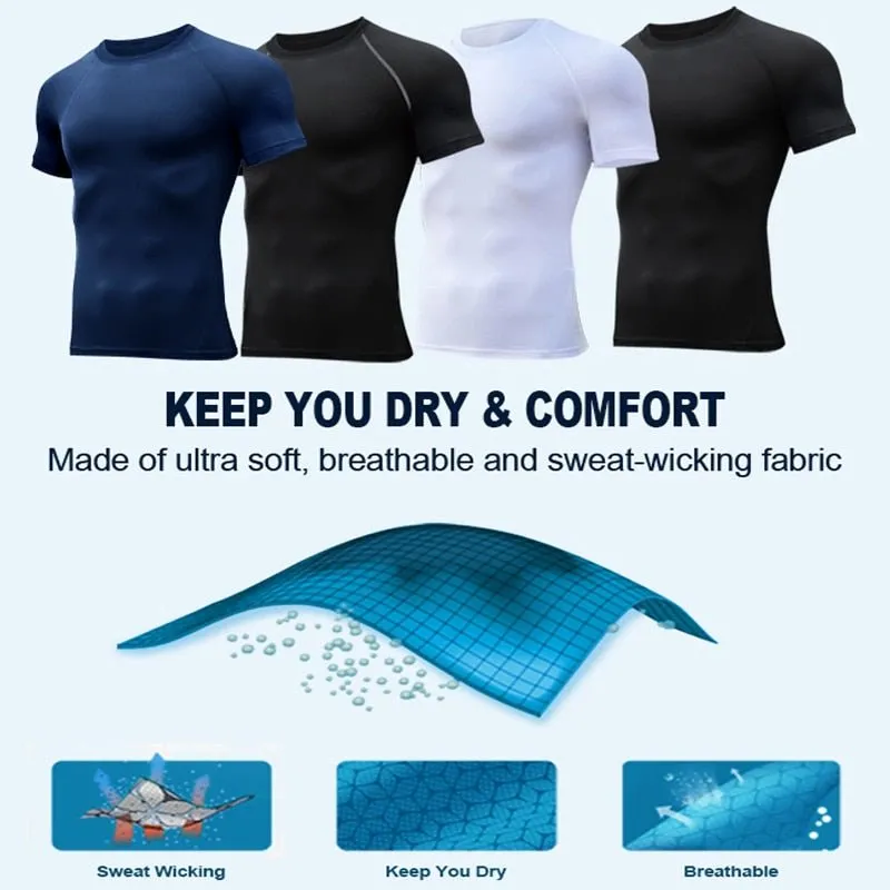 Men's Sports Quick Dry Tshirt Anime Elements Compression Gym Tshirts Workout Fitness Undershirts Tops Tight Elastic Sportswear