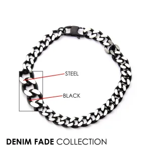 Mens Stainless Steel Black IP Diamond Cut 3mm Chain Link Bracelet