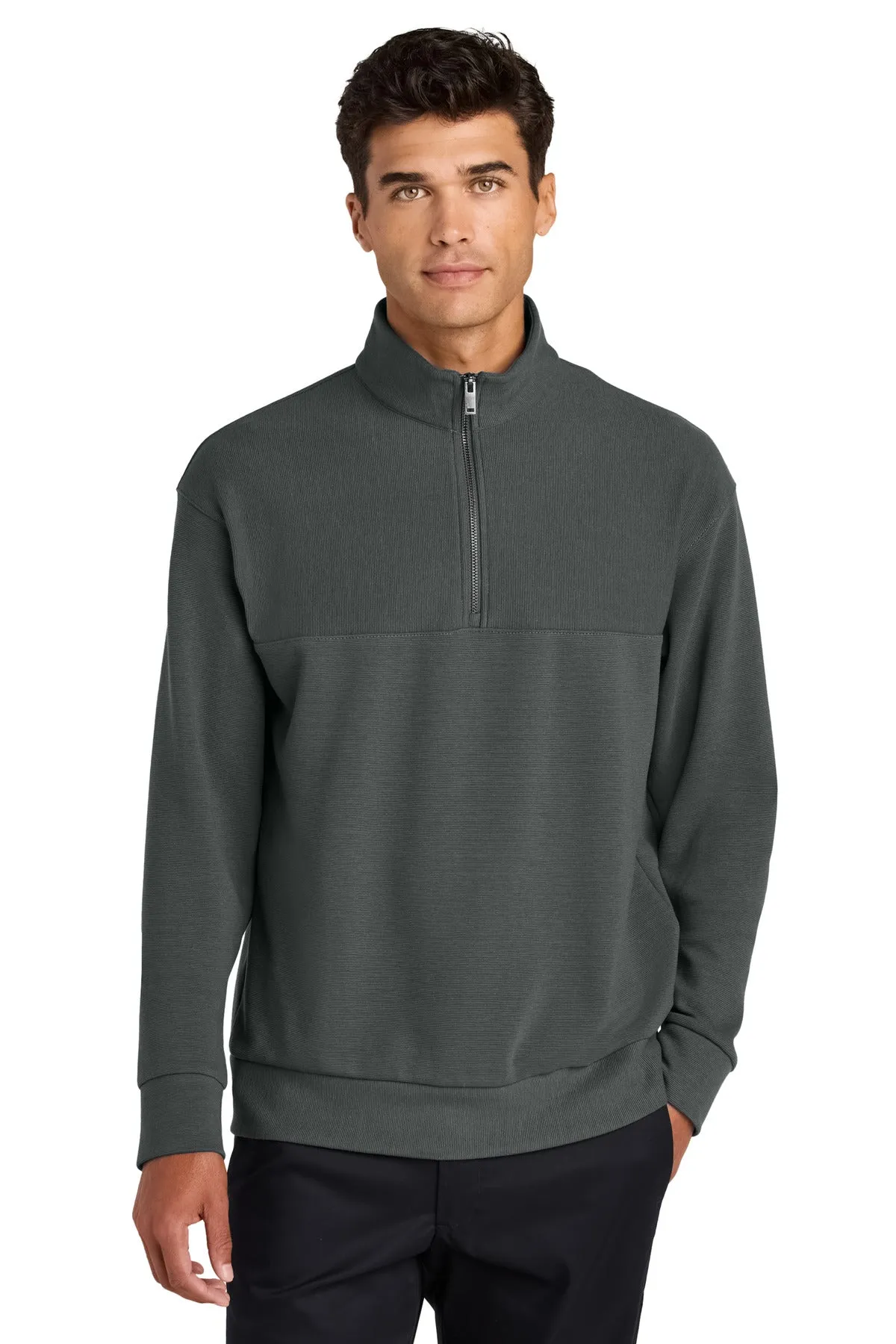 Mercer Mettle Linear Texture 1/4-Zip MM3040 Storm Grey