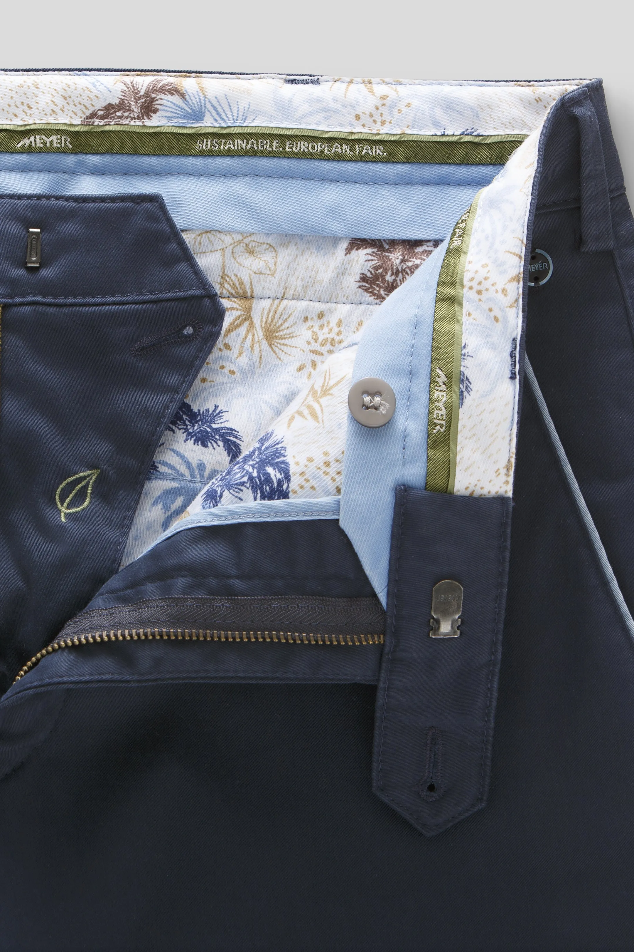 MEYER New York Trousers - 5054 Summer Stretch Twill Chinos - Navy