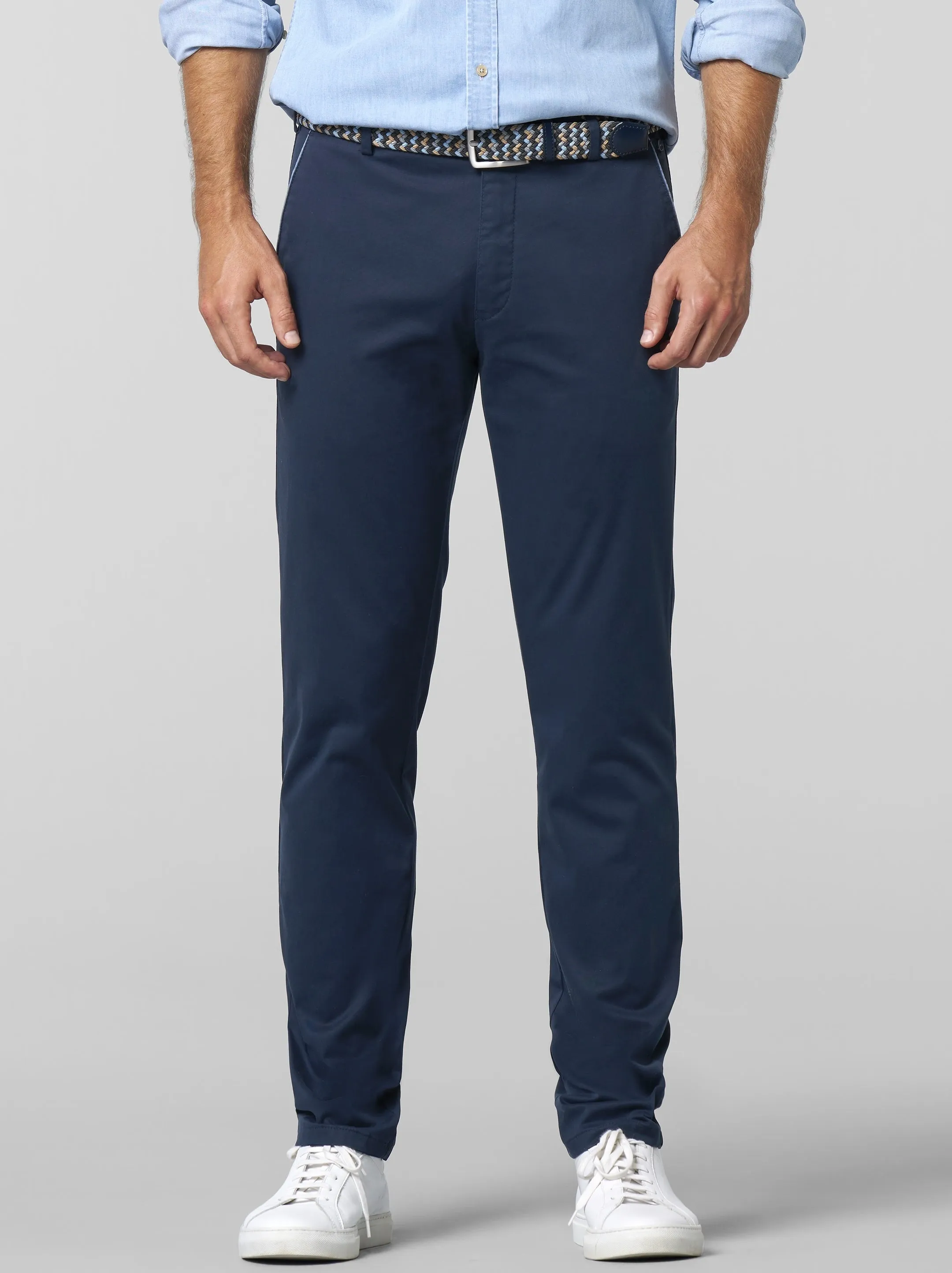 MEYER New York Trousers - 5054 Summer Stretch Twill Chinos - Navy