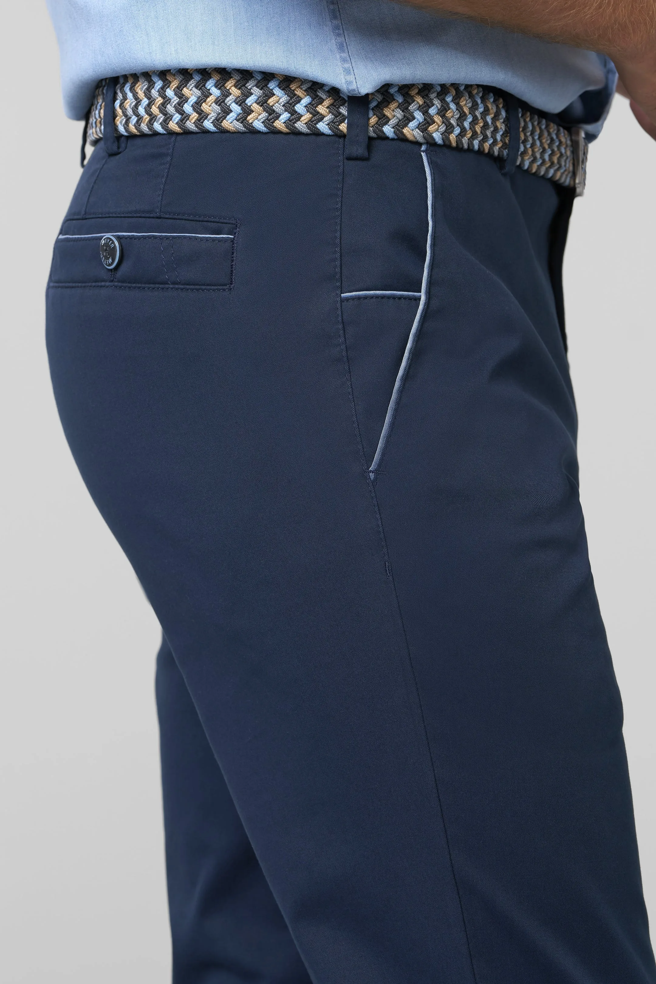 MEYER New York Trousers - 5054 Summer Stretch Twill Chinos - Navy