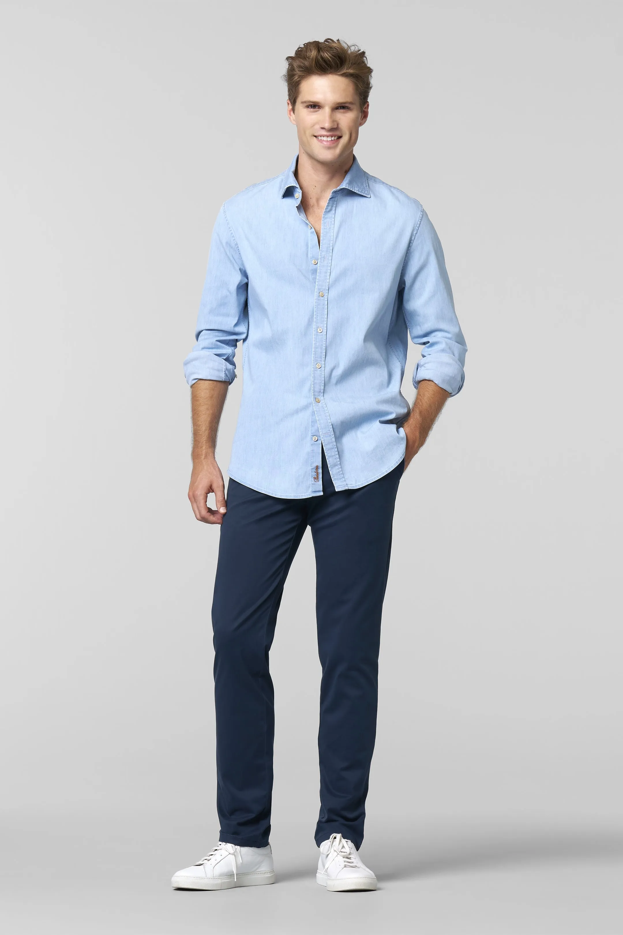 MEYER New York Trousers - 5054 Summer Stretch Twill Chinos - Navy