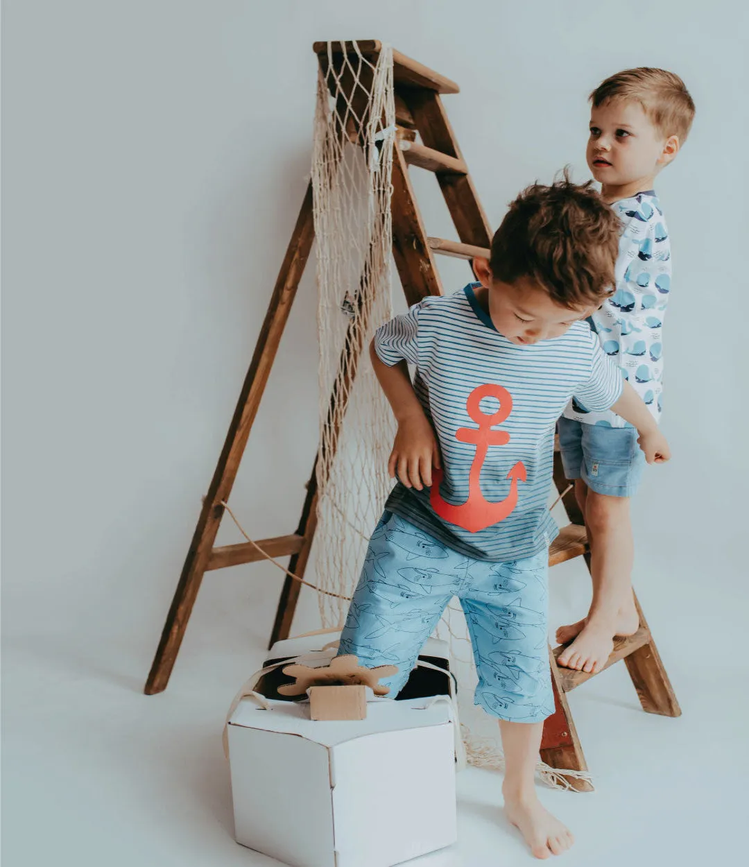 Multicoloured Anchor Print T-Shirt