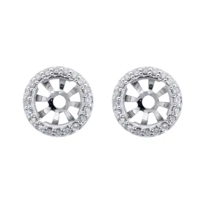 Notched Round Diamond Stud Earring Jackets, 10.5mm in 14k White Gold